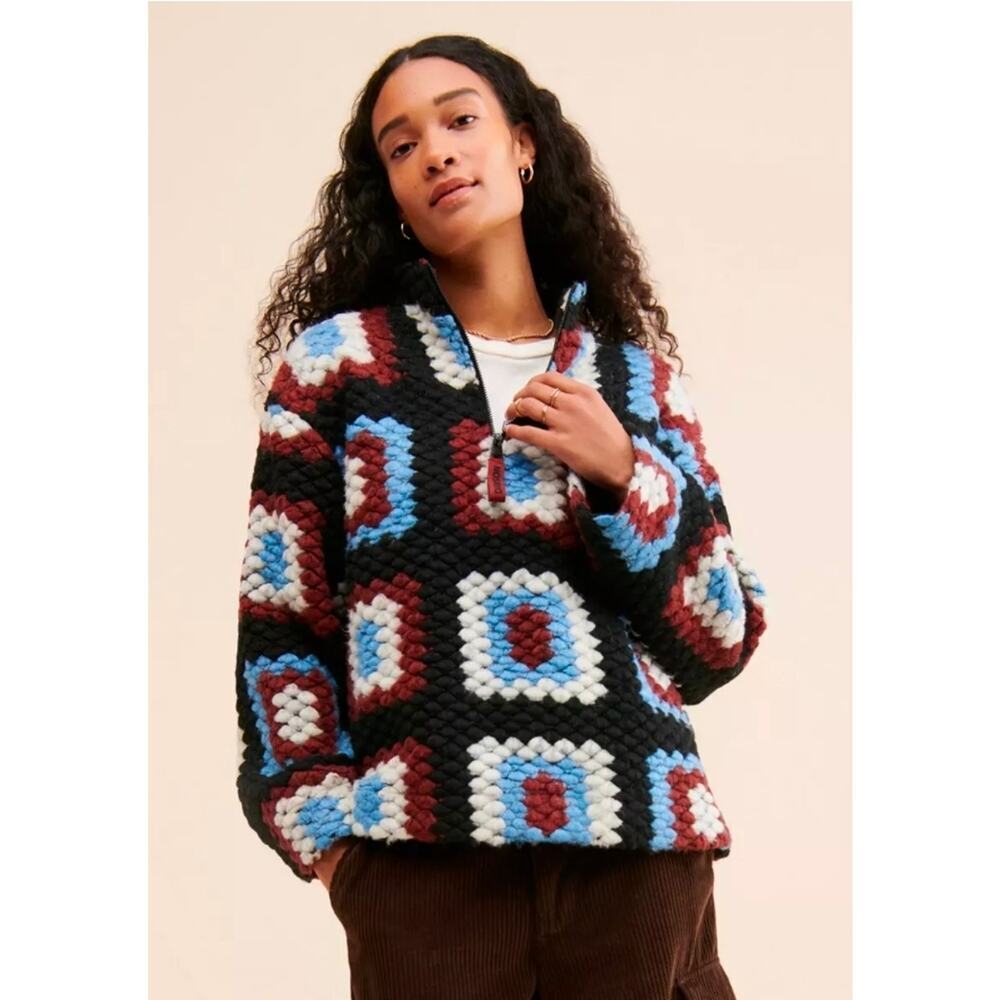 Damson Madder for Anthropologie Crochet Half Zip Pullover. Size 6. Retails $160